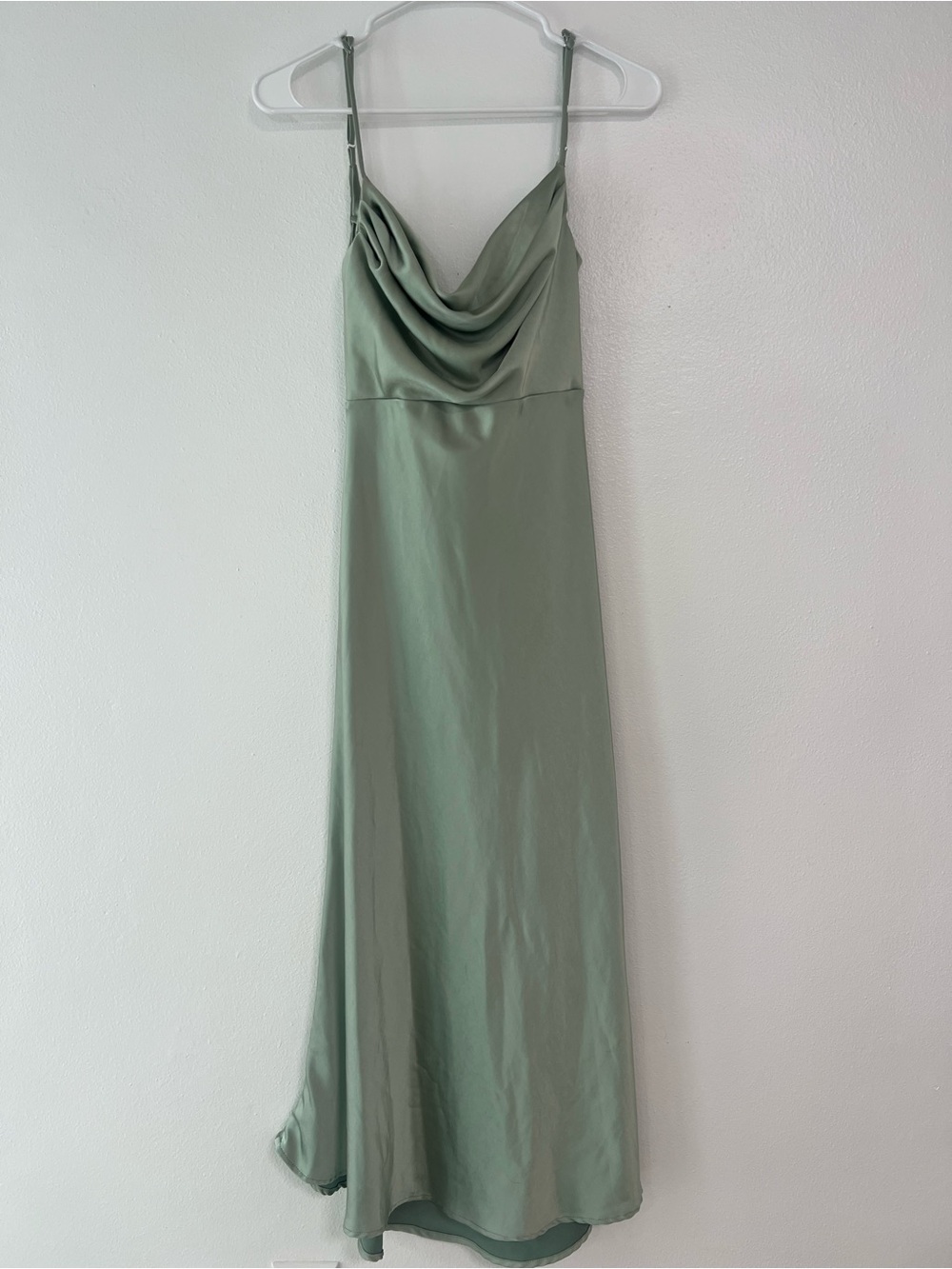 Amazon Sage Green Cowl Neck Midi Slip Dress